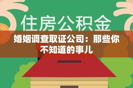 仓山婚姻调查取证公司：那些你不知道的事儿
