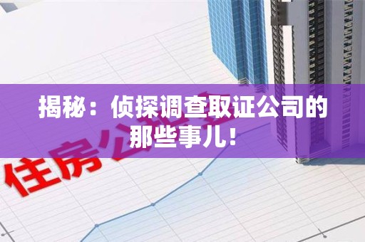 仓山揭秘：侦探调查取证公司的那些事儿！