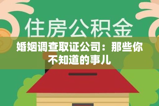 仓山婚姻调查取证公司：那些你不知道的事儿