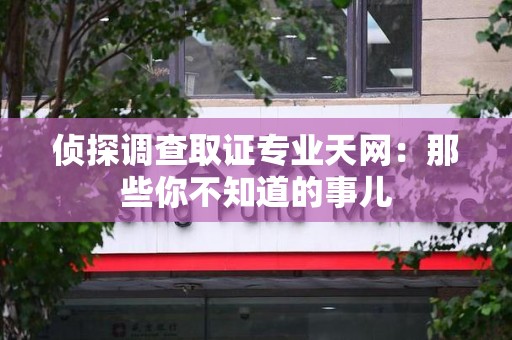 仓山侦探调查取证专业天网：那些你不知道的事儿