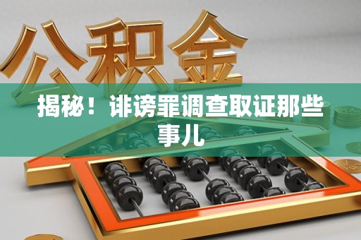 仓山揭秘！诽谤罪调查取证那些事儿