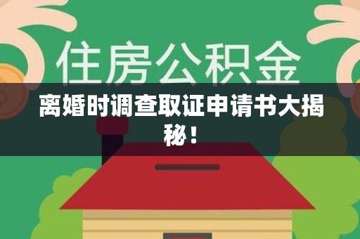 仓山离婚时调查取证申请书大揭秘！